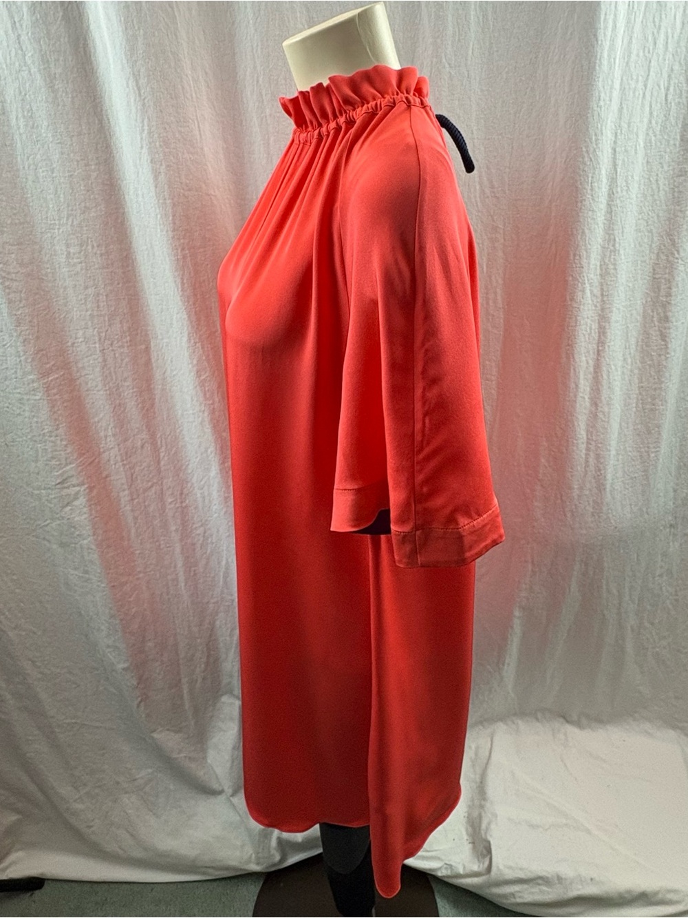 Roksanda Silk Tent Dress Ruffled Mock Neck Coral 10 - Picture 6 of 12